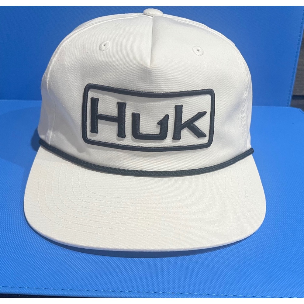 Huk Performance Fishing Hat White Rope Snapback Adjustable Buckle Yupoong Cap